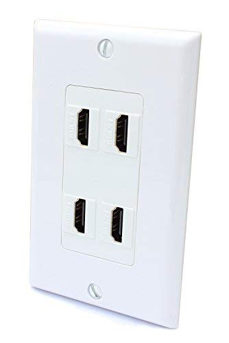 4 Port Hdmi Female To Female Decorative Wall Plate In White