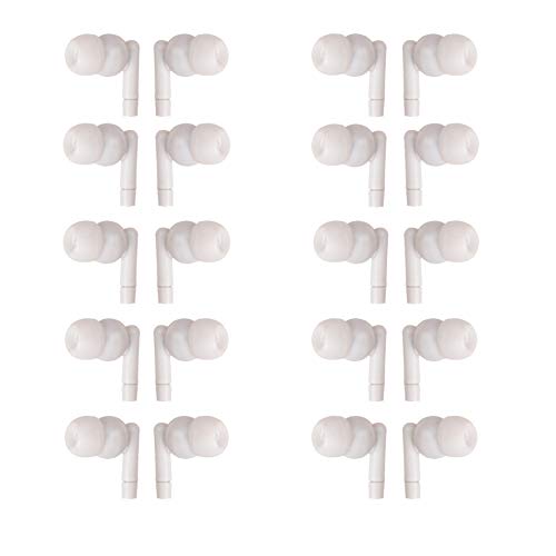 Justjamz Basic Pearl White Headphones Disposable Earbuds Earphones For Kids And Adults, 100 Pack