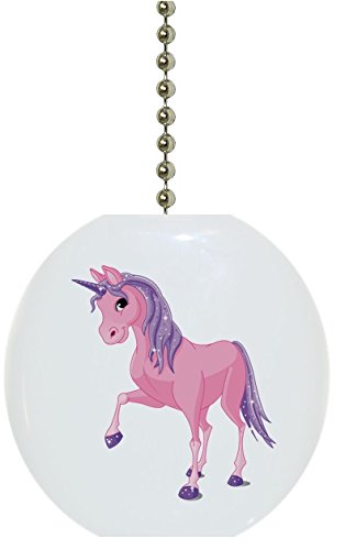 Pink & Purple Unicorn Solid Ceramic Fan Pull