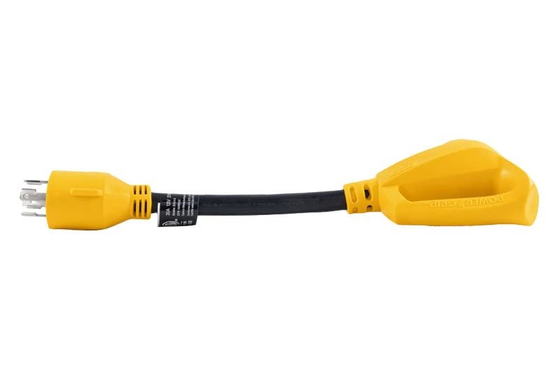 Camco 55382 12 30Amp Locking 4-Prong Male / 30Amp Standard Female Powergrip Generator Adapter