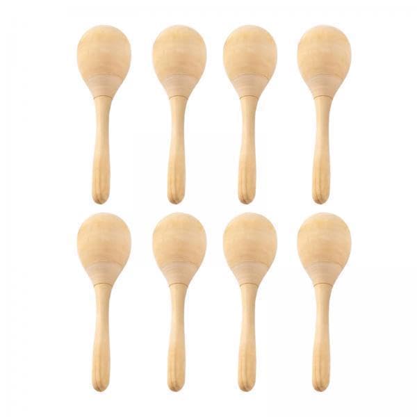 ATORSE 2x8x Wood Maracas Mini Hand Percussion Rattles for Painting Craft Decor Fiesta M