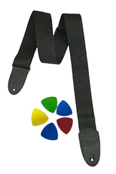MG MUSIC GALAXY Stylish Guitar Strap for Acoustic & Electric Guitars | Adjustable Leather Ends + Picks