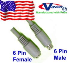 Vaster Supercable_20278 Ps/2 Keyboard Or Mouse Extension Cable   M/F_ 6 Ft (50 Pack)