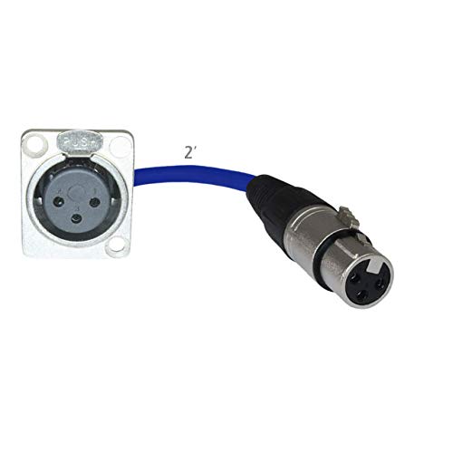 Floor Stage Box Panel Mount Pigtail Drop In No Solder (Xlr Female > Xlr Female, Blue)