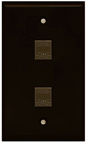 Riteav 1 Gang 2 Port Cat5E Wall Plate   Brown   Bracket Included