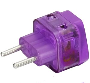 Power Travel Adapter Plug [With Built In Surge Protector And Two Plug In Ports] For Europe Greece (Spain Portugal) Croatia Russia Ukraine Thailand Indonesia Brazil Chile Bolivia