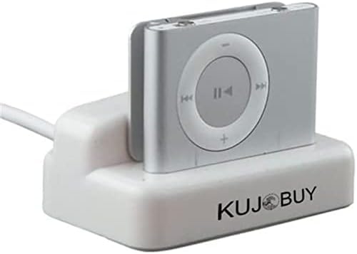 KUJOBUY USB Charger Sync Docking Station Cradle for Apple iPod Shuffle 2nd/3rd Gen, Nano, Classic - White MP3 Player Docking Station