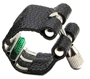 Jiayouy Artificial Leather Soprano Saxophone Mouthpiece Sax Ligature Fastener Compact Durable Black