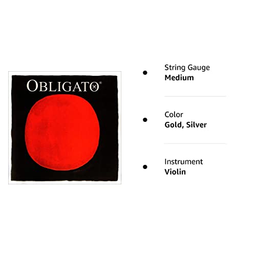 Obligato 4/4 Violin String Set   Medium Gauge   With Gold Ball End E & Silver D