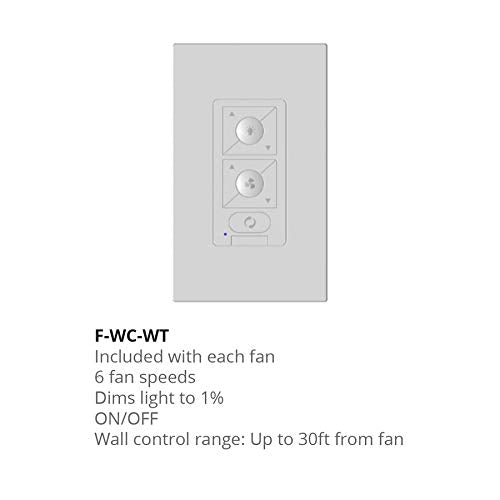 6-Speed Ceiling Fan Rf Hardwired Wall Control With Single Pole Wallplate For Modern Forms Smart Fans