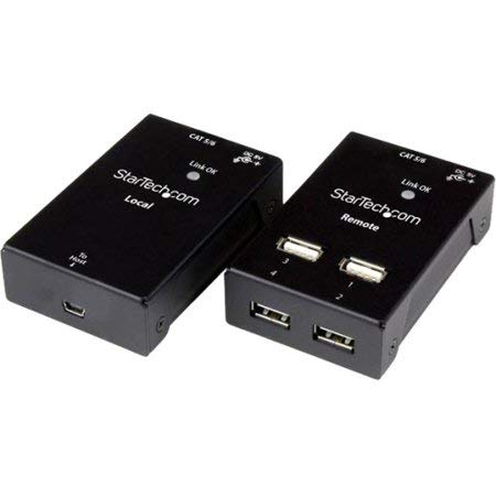 Startech.Com 4 Port Usb 2.0 Over Cat5/6 Extender Up To 130 Feet With Compact Usb Extension (Usb2004Extv)