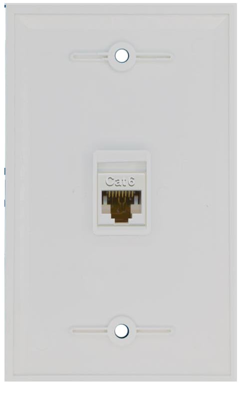 Riteav 1 Port Cat6 Ethernet Wall Plate Jack Female Female   Flat [Gray/Gray]