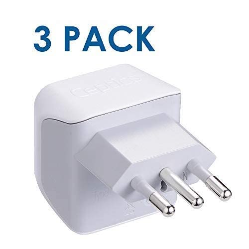 Ceptics Italian, Chile, Uruguay Travel Adapter Plug   Type L   Italy   2 In 1   Light Weight   Perfect For Cell Phones, Chargers