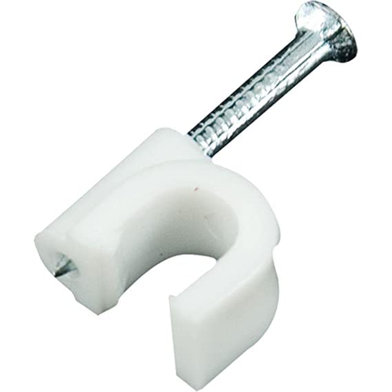 Hardware Circle Cable Clips With Metal Nails  Pack Of 200 Pcs (White, 6Mm)