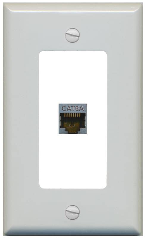 Riteav Cat 6A 1 Port Shielded Cat6A Wall Plate 1 Gang Decorative   1 Gang [Gray/White]