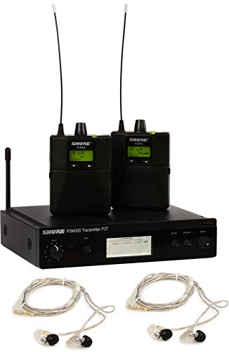 Shure Psm300 P3Tra215Twp Pro Wireless In-Ear Personal Monitor System With Se215-Cl Earphones, Twinpack - H20 Band