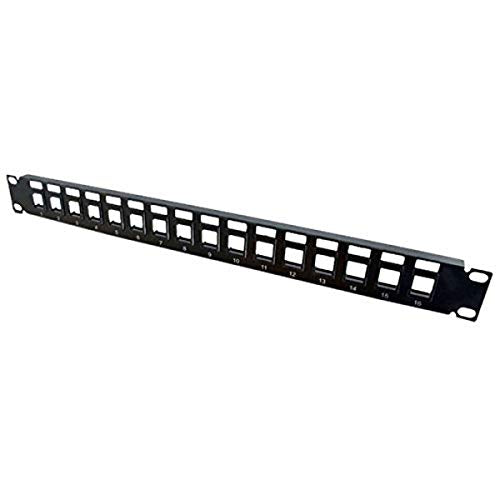 C2G 16 Port Patch Panel   Blank 1U Keystone Panel For Ethernet Cables   Works With Almost Any Snap In Jack Including Cat6 03858,