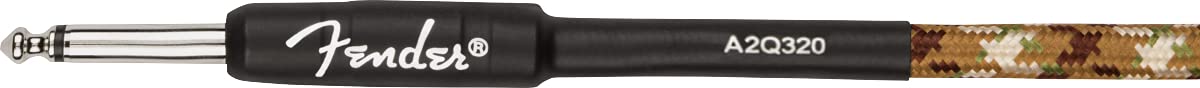 Fender 18.6 Foot Professional Instrument Cable, Straight Angle, Desert Camo   1 Pack