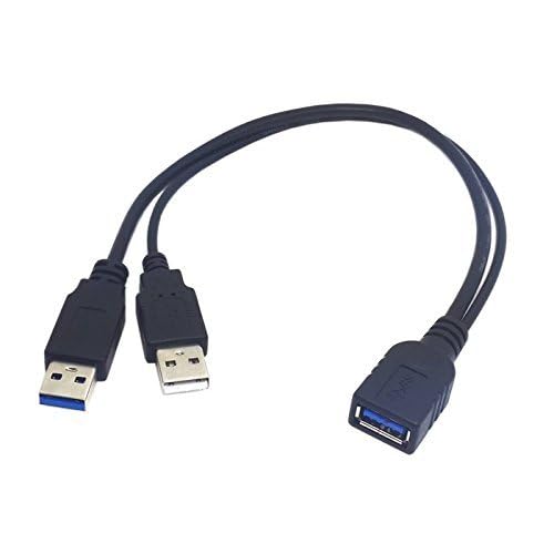 Usb 3.0 Y Splitter Cable, Haokiang 1Feet Usb 3.0 Type A Male To Dual Usb Female 1 To 2 Y Splitter Sync Data Charger Cable Cord(O