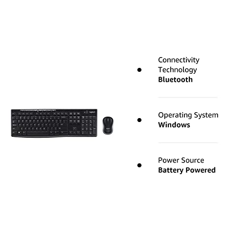 Logitech K270 Wireless Keyboard And M185 Wireless Mouse Combo   Keyboard And Mouse Included, Long Battery Life (Black With Mouse
