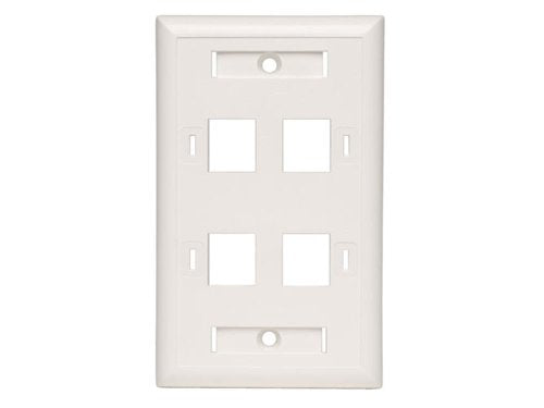 Tripp Lite Quad Outlet Rj45 Universal Keystone Face Plate / Wall Plate, White, 4 Port (N042 001 04 Wh)