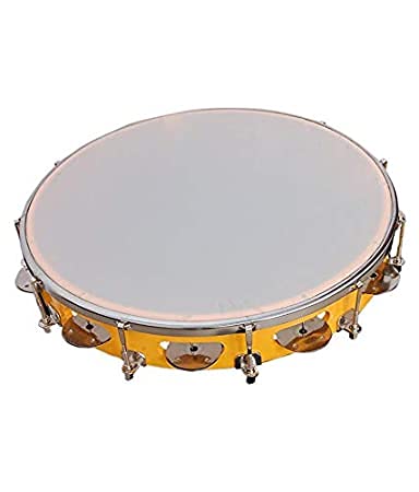 sai enterprises Tambourine/Fibre Dafli 10 inch Hand Percussion Musical Instrument (Yellow, Random Colour)