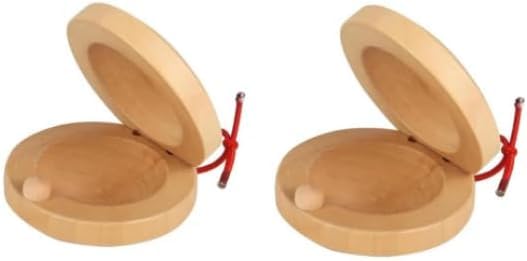 Wooden Castanet, Percussion Instrument   2Pcs Hand Finger Castanets, Wood Castanets Classroom Diy Rhythm Music Musical Instrumen