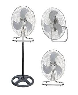 Primetrendz 3 In 1 (Stand + Desk + Wall Fan) High Velocity 18 Inch Industrial Grade Floor Stand Mount Oscillating Blower Fan