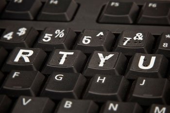 Alimed White On Black Braille Low Vision Keyboard Labels