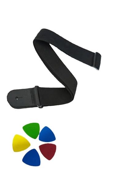 MG MUSIC GALAXY Adjustable Guitar Belt for Electric & Bass Guitars | Leather Ends + Bonus 5 Picks