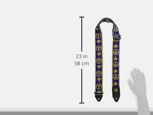 Ernie Ball Jacquard Guitar Strap, Navy Blue And Beige Peace Love Dove (P04699)