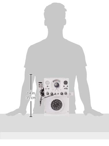 Singing Machine Portable Karaoke Machine For Adults & Kids With Wired Microphone, White   Built In Speaker, Bluetooth With Led D