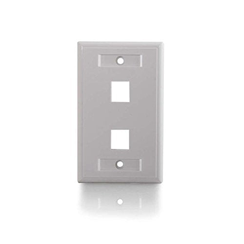 C2G/Cables To Go 03411 Two Port Keystone Single Gang Wall Plate, White