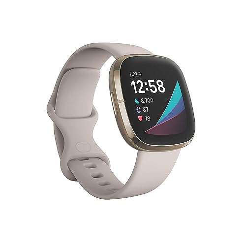 Fitbit Sense Advanced Smartwatch With Tools For Heart Health, Stress Management & Skin Temperature Trends, Whitegold, One Size (