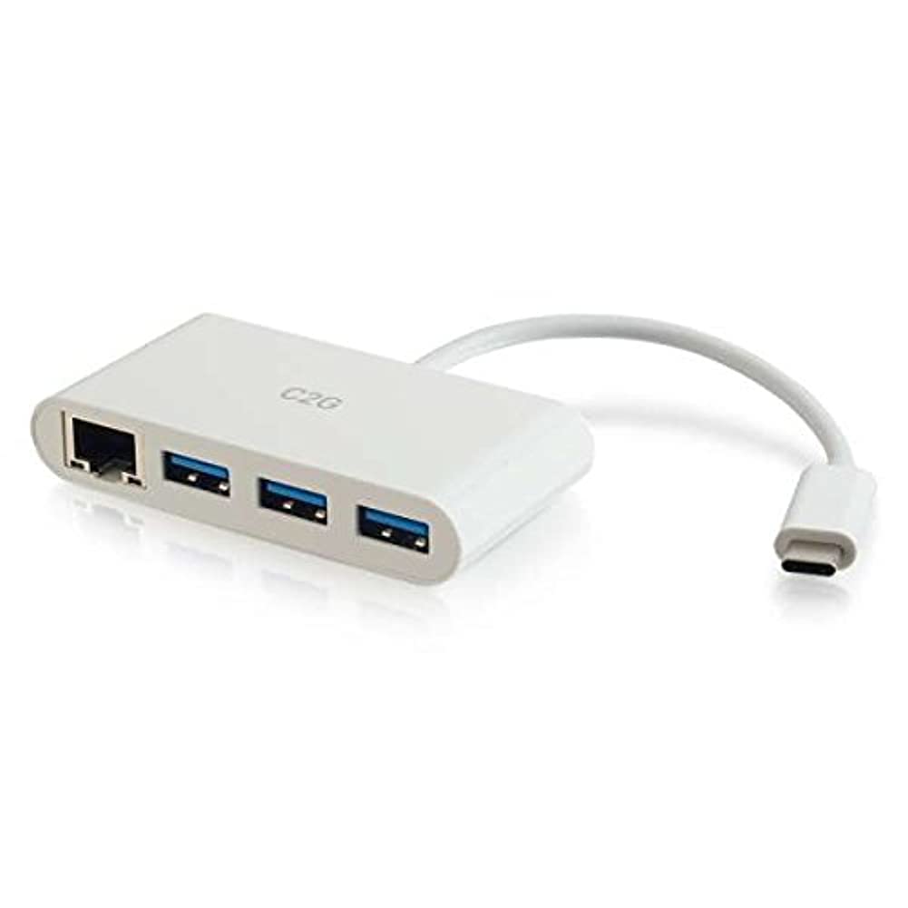 C2G Usb Adapter, Usb Hub, Ethernet Adapter With Power, 3 Port, White, Cables To Go 29746