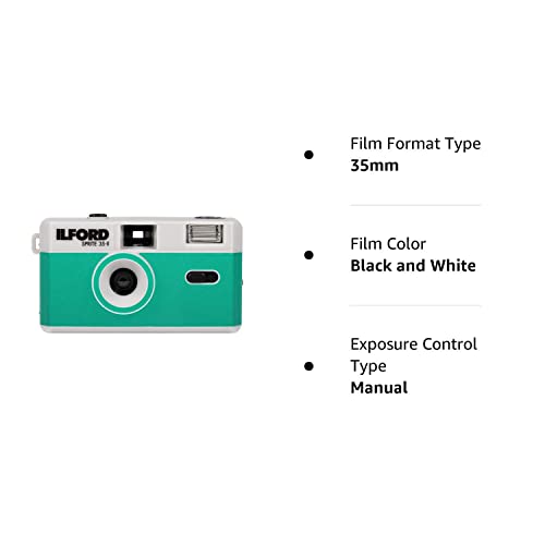 Ilford Sprite 35 Ii Reusable/Reloadable 35Mm Analog Film Camera (Silver And Teal)