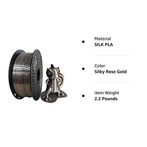 Silk Rose Gold 3D Printer Filament 1.75Mm 1Kg 2.2Lbs Spool 3D Printing Silky Shiny Metal Metailic Rose Gold (Dark) Pla Materials