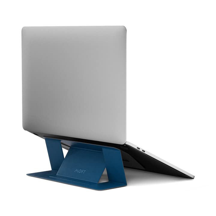 Moft Invisible Laptop Stand For Laptops Without Bottom Vents, Lightweight Adhesive 2 Height Repositionable Residue Free Laptop Desk Stand(Blue)