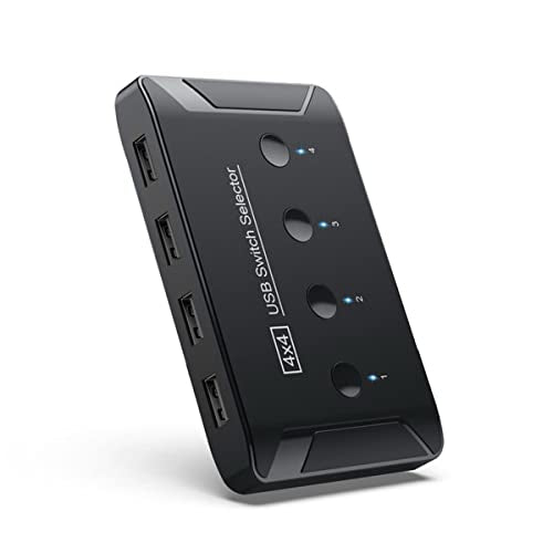 chenyang USB 2.0 HUB KVM Switch Selector 4 Port PCs Sharing 4 Devices for Keyboard Mouse Scanner Printer