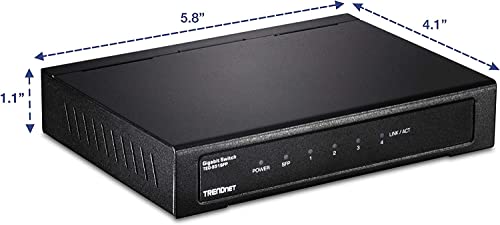 Trendnet 5 Port Gigabit Compact Metal Desktop Switch With Sfp Slot, Teg S51Sfp , Fanless Design, Wall Mountable, Lifetime Protection, Black