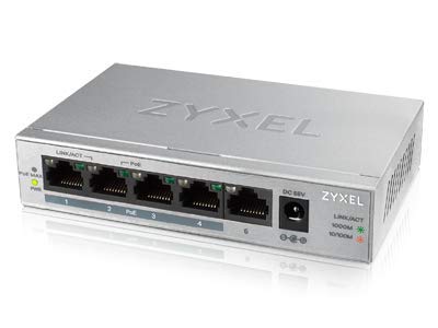 Zyxel 5 Port Gigabit Unmanaged 4 X Poe+ With 60 Watt Budget, [Gs1005Hp]