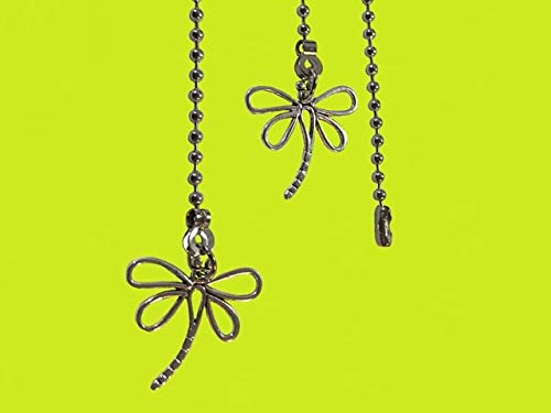 Dragonfly Silver Tone Fan Light Pull Chain Replacement Extender Set 3.2Mm