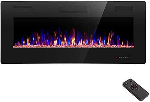 R.W.Flame 42In Recessed And Wall Mounted, The Thinnest Fireplace, Low Noise, Fit For 2 X 6 And 2 X 4 Stud, Remote Control With T