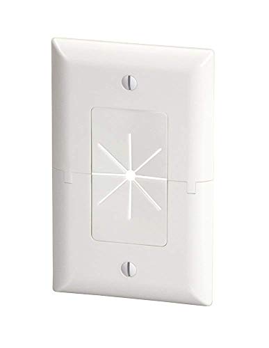 Data Comm Electronics 45 0017 Wh Split Style Tv Plate With Flexible Av/Hdmi Cable Pass Through   White