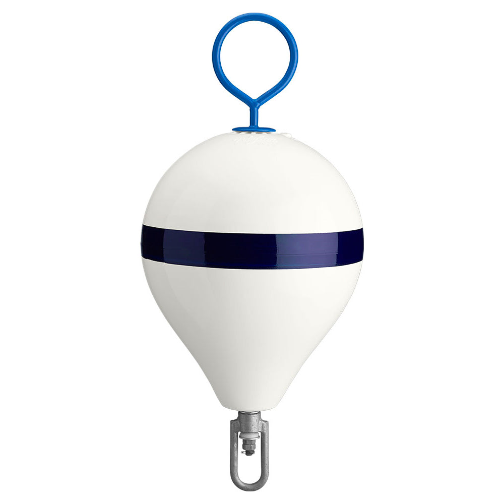 Polyform 13.5'' Cm Mooring Buoy W/Galvanized Iron - White Blue Stripe,WBAUVB07NFMM8G5