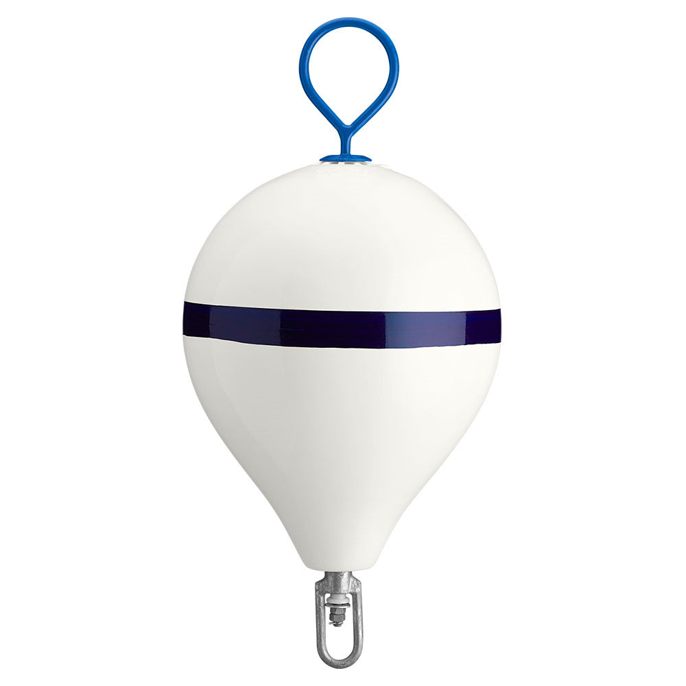 Polyform 17'' Cm Mooring Buoy W/Galvanized Iron - White Blue Stripe,WBAUVA001342965