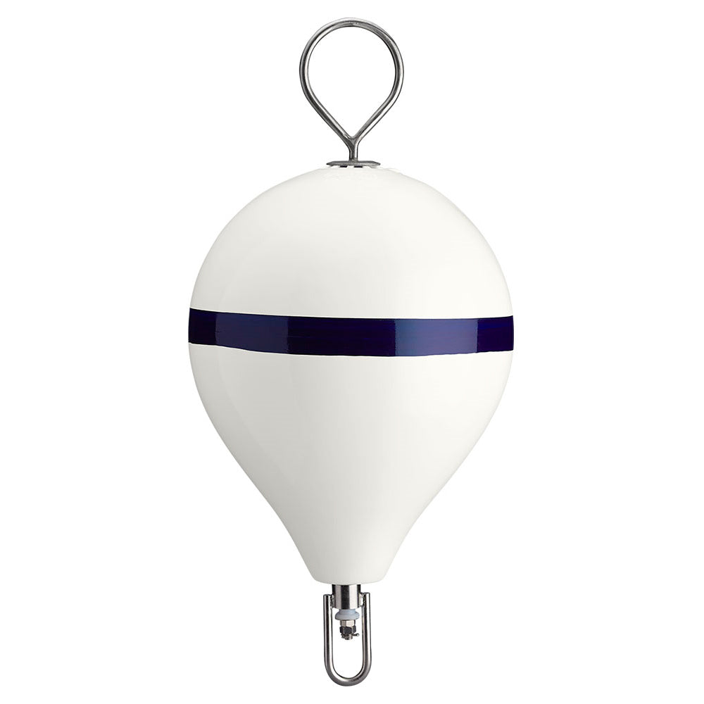 Polyform 17'' Cm Mooring Buoy W/Ss Iron - White Blue Stripe,WBAUVA001342967