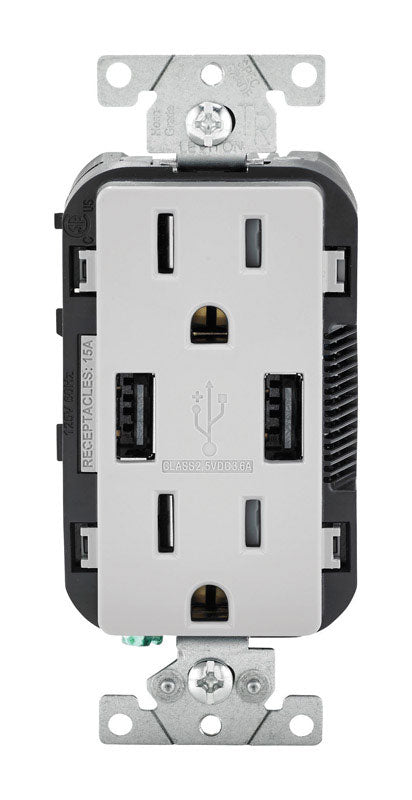 Usb Outlet 15Amp Gry (Pack Of 1)