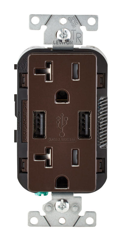 Outlet 20Amp Usb Brown (Pack Of 1)