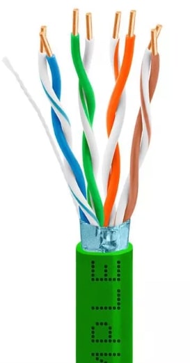 Cat5e bulk STP/FTP shielded Ethernet cable, 24AWG 100% bare copper conductors, data transfer up to 350 MHz, 1000 feet, green. Hi